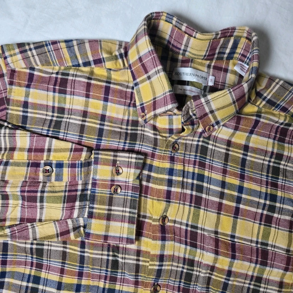 Southern Proper Shirt Mens Small‎ Plaid Flannel Long Sleeve Button Down